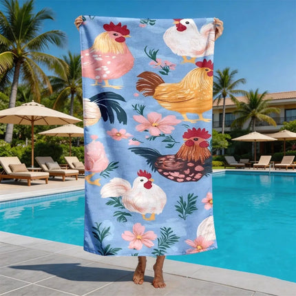 A20MaoX Blue Ocean Creatures Quick-Dry Microfiber Beach Towel