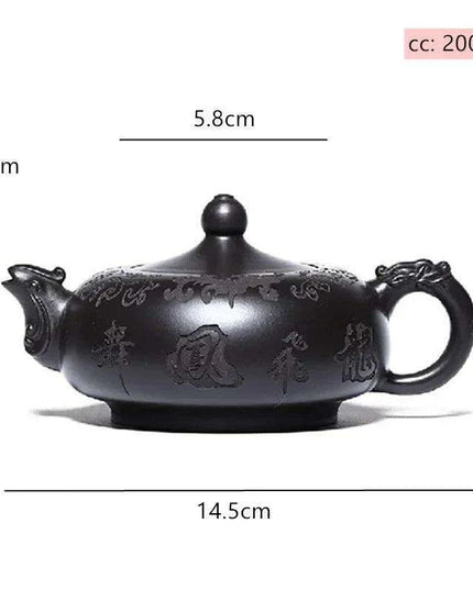 Handcrafted 200ml Authentic Zisha Black Mud Teapot - Premium Infuser for Discerning Tea Aficionados