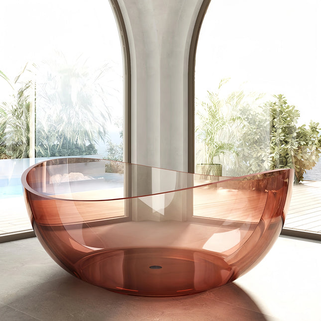 Mistt Store Luxury Transparent Red Resin Freestanding Soaking Tub