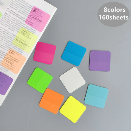 Vibrant Translucent PET Sticky Notes Set - 160 Sheets in 8 Bright Colors