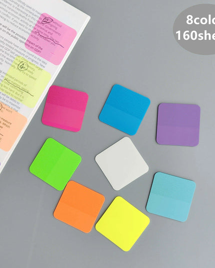 Vibrant Translucent PET Sticky Notes Set - 160 Sheets in 8 Bright Colors