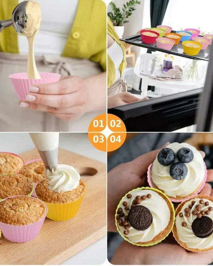 Silicone Baking Molds Collection - 6/12 Pack Non-Stick Round & Heart Shapes for Creative Dessert Making