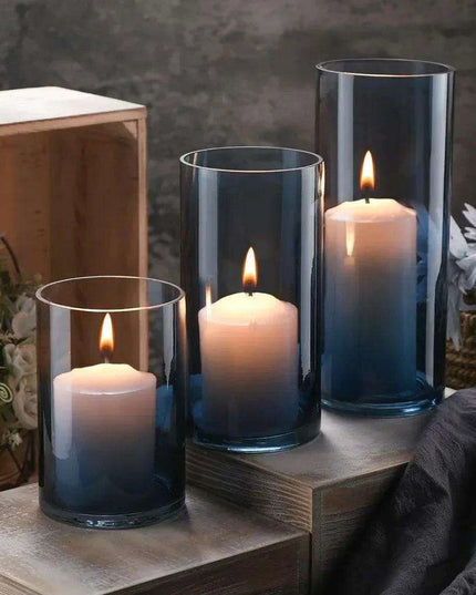 Chic Set of 12 Blue Glass Cylinder Vases for Elegant Home Decoration and Versatile Use