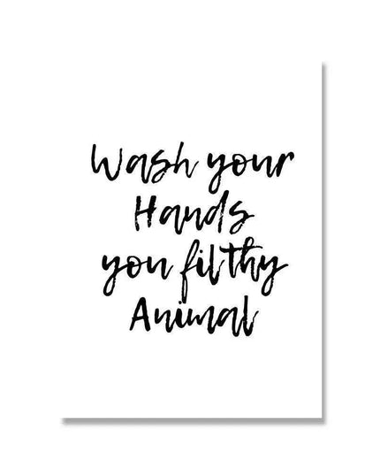 Whimsical Nordic Elegance: Humorous Wall Art for the Modern Bathroom