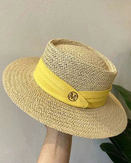 Chic Adjustable Wide Brim Straw Hat for Women - Stylish Sun Protection Beach Accessory Available in 50 Colors
