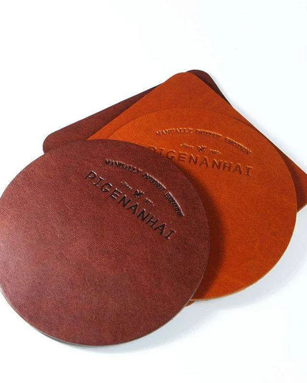 Elegant Handcrafted Italian Leather Coasters - Premium Heat-Resistant Drink Mats