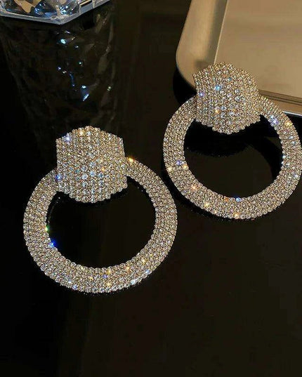 Vibrant Heart-Shaped Crystal Drop Earrings - Dazzling Rhinestone Statement Jewelry for Women with Bold Oversized Charm