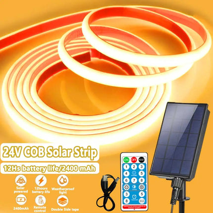 COB Solar LED Strip Light – 320 LEDs/m, IP67, Warm & Cool White, 1–5m