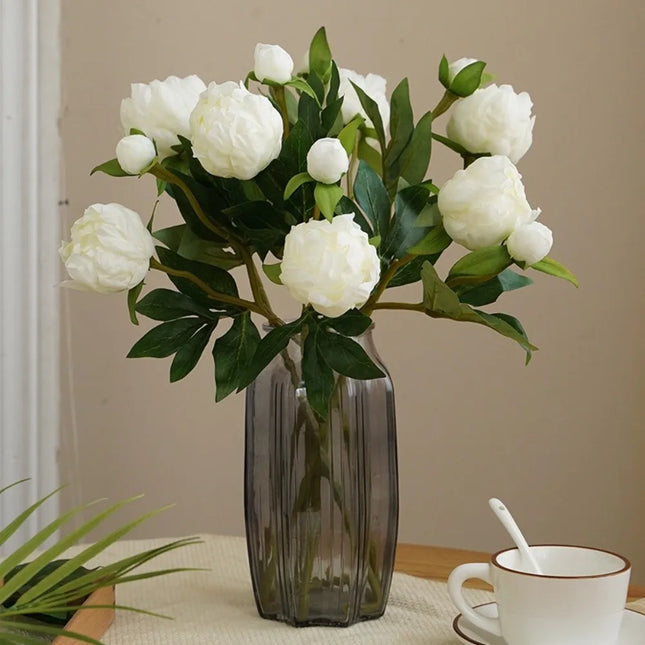 Artificial Peony Stem with Bloom & Bud, 47 cm