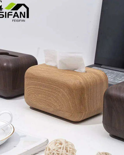 Elegant Walnut Tissue Holder for Modern Workspace Chic
