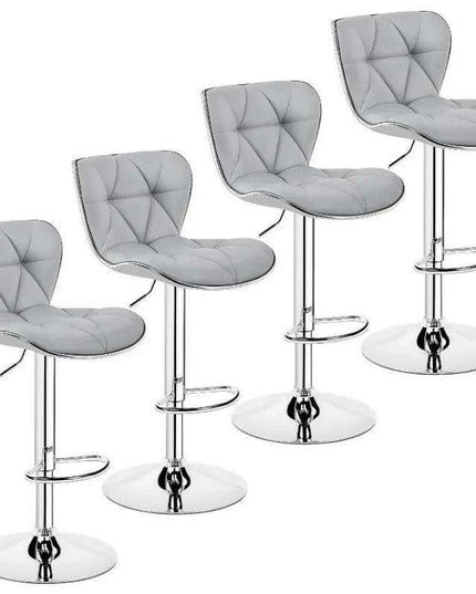 Set of 4 Retro Brown Adjustable Swivel Bar Stools with Shell Back