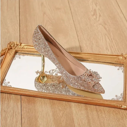 Shop1104979138 Women's Crystal Pointed Toe High Heel Pumps - Elegant D