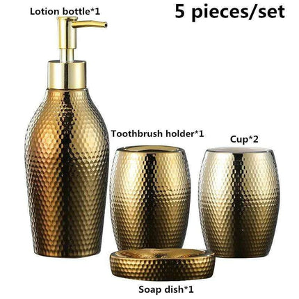 Golden Ceramic Bathroom Accessory Set