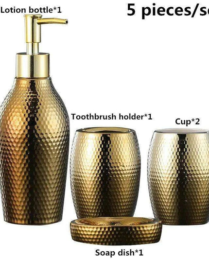 Golden Ceramic Bathroom Accessory Set