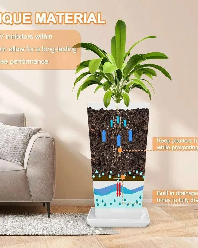 Elegant 27-Inch Tapered Flower Planters - Set of 2 for Indoor & Outdoor Décor