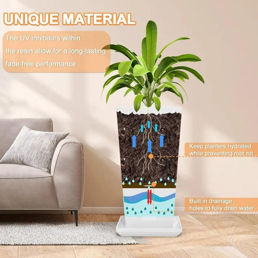 Elegant 27-Inch Tapered Flower Planters - Set of 2 for Indoor & Outdoor Décor