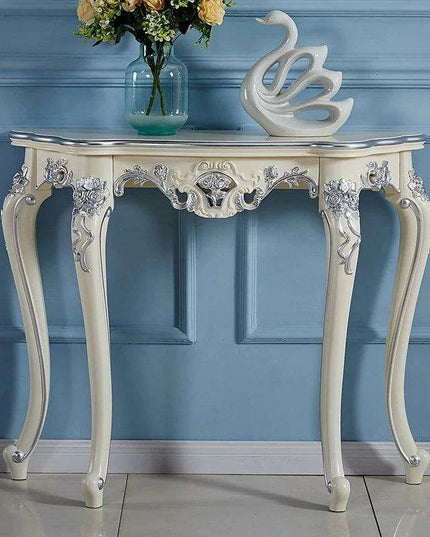 Elegantly Crafted Vintage Wood Half-Moon Console Table