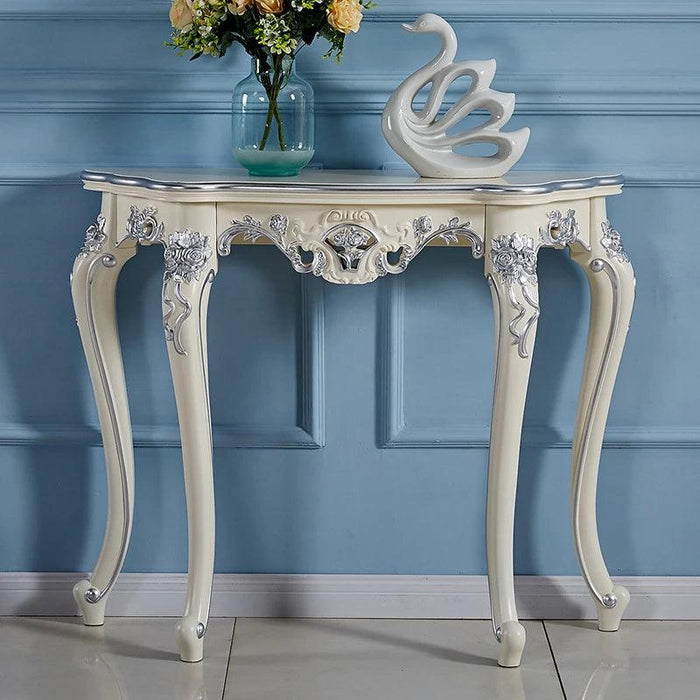 Vintage European Charm: Ornate Wood Console Table