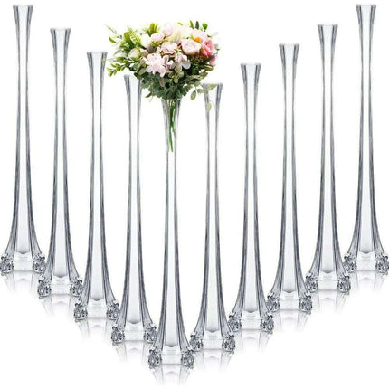 Elegant Clear Eiffel Tower Glass Vases Set - Pack of 10
