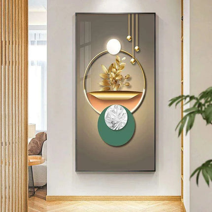 Golden Elegance: Captivating Abstract Geometric Canvas Art for Stylish Interiors