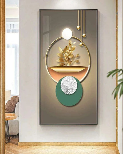 Golden Elegance: Captivating Abstract Geometric Canvas Art for Stylish Interiors