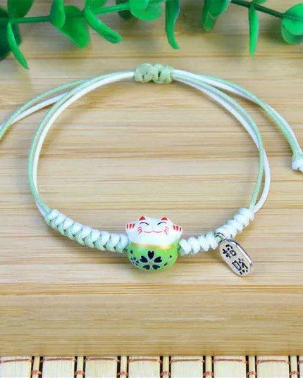 Lucky Cat Beaded Bracelet - Adjustable Harajuku Fashion Statement for Trendy Girls