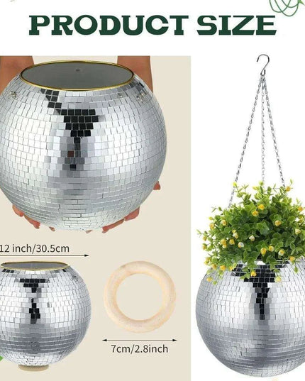 Hanging Mirror Disco Ball Planters Trio