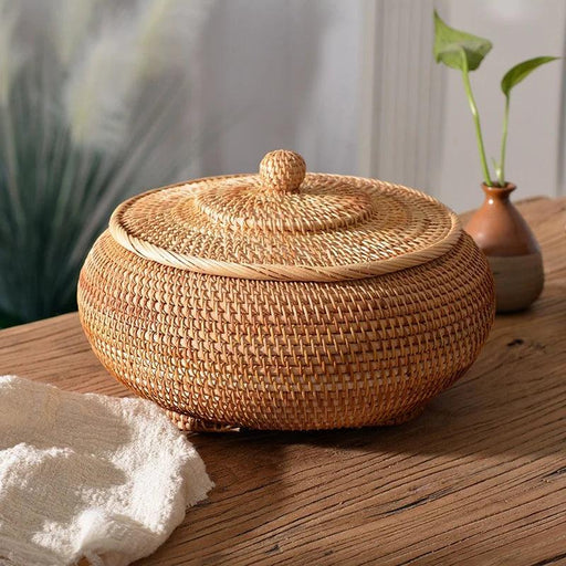 Handcrafted Rattan Tea and Food Storage Chest - Versatile Kitchen Organizing Solution