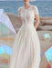 Stylish Hollow Embroidered Pleated Evening Gown for Women