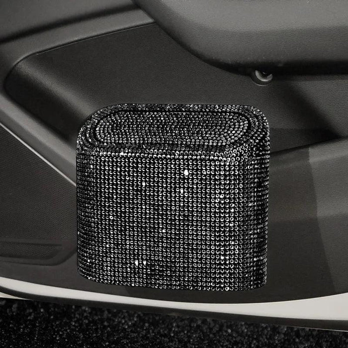 Glamorous Rhinestone Car Trash Can - Elegant Auto Garbage Holder