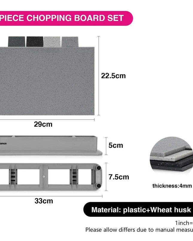 Vibrant Color-Coded Anti-Bacterial Cutting Board Set with Smart Organizer - 4-Piece Collection