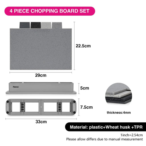 Vibrant Color-Coded Anti-Bacterial Cutting Board Set with Smart Organizer - 4-Piece Collection