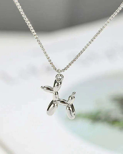 Playful Poodle Balloon Dog Pendant Necklace - Unique Clavicle Chain Jewelry Gift for Dog Enthusiasts
