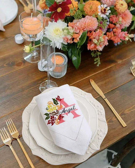 Custom Embroidered Luxury Napkins with Personalized Monogram - Elegant Dining Essential