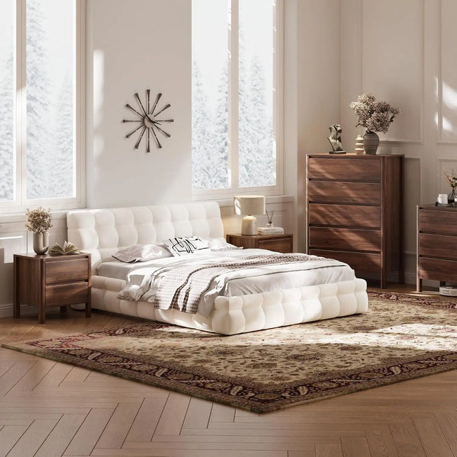 Belmont Luxe Walnut Nightstands Set of 2, Mid Century Modern Design, H