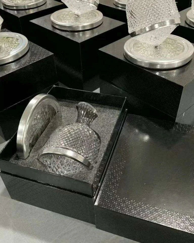 Luxurious Artisan Gyroscope Wine Decanter Set with Premium Red Wine and Elegant Crystal Glassware