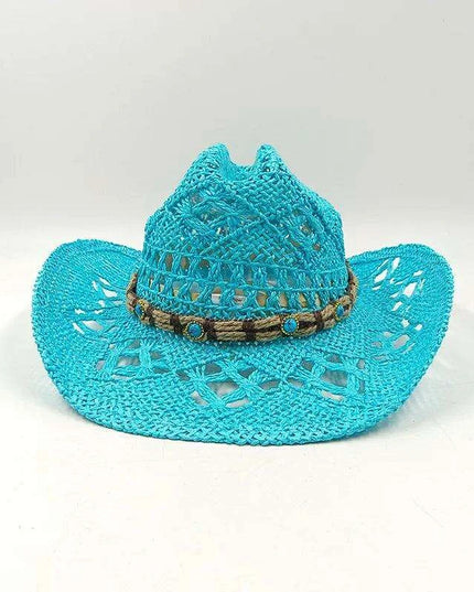 Handcrafted Unisex Denim Straw Cowboy Hat for Ultimate Summer Sun Protection