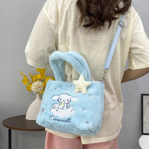 Kawaii Sanrio Plush Bag Cinnamoroll My Melody Plush Crossbody Bag Kuromi Handbags Shoulder Bags Hello Kitty Messenger Bags Gifts