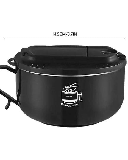 1000ml Insulated Stainless Steel Ramen Bowl with Lid - Perfect for Instant Noodles, Salads, and Soups for 1-2 People