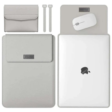 Elegant 13-inch PU Leather MacBook Air Pro Sleeve Set with Medium Bag & Cable Organizers