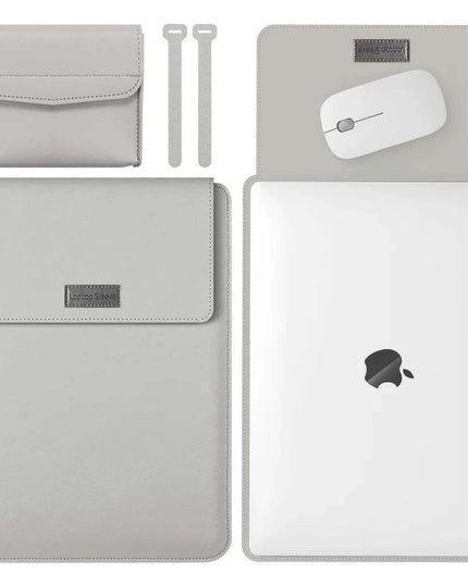 Elegant 13-inch PU Leather MacBook Air Pro Sleeve Set with Medium Bag & Cable Organizers
