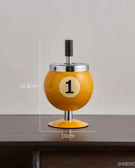 Chic Billiards-Inspired Metal Ashtray - Stylish Smoking Accessory and Decorative Accent for Home and Office