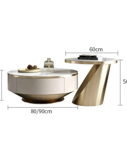 Sophisticated Round Coffee Table with Hidden Storage and Chic Design