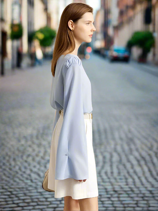 Sophisticated Flare Sleeve Blouse - Essential Spring Workwear for Women