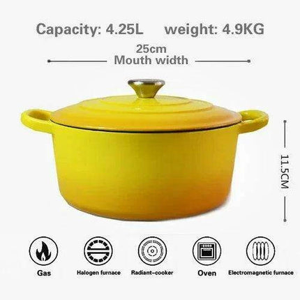 Premium Enamel-Coated Cast Iron Soup and Stew Cookware Set - Induction Compatible