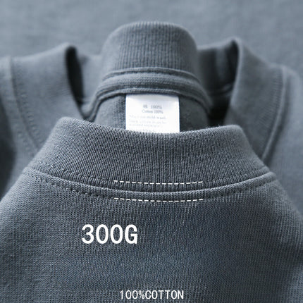 300g Heavyweight Cotton T-Shirt — Unisex, Loose Fit, Round Neck