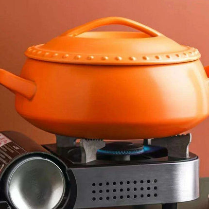 Elegant Orange Nordic Ceramic Casserole with Dual Handles for Gourmet Cuisine