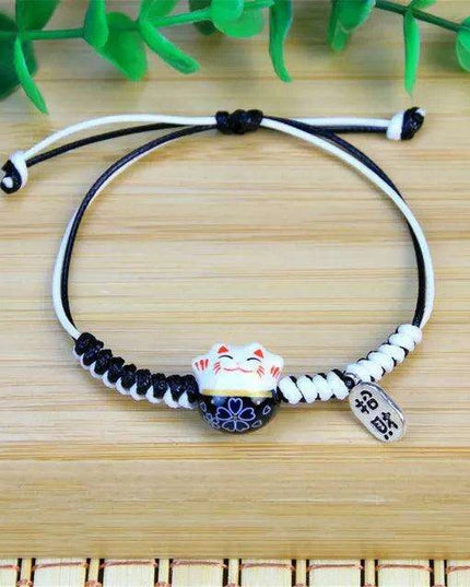 Lucky Cat Beaded Bracelet - Adjustable Harajuku Fashion Statement for Trendy Girls