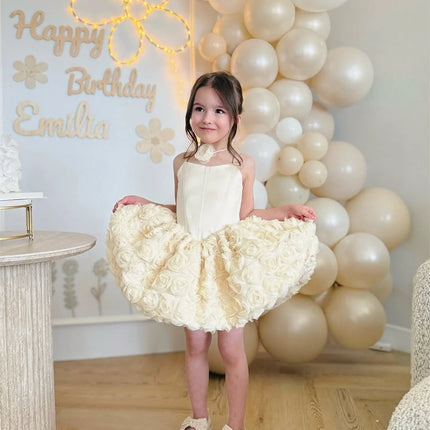 Mouzhatee A-Line 3D Flower Kids Birthday & Wedding Party Dress
