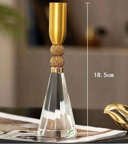 Glistening Golden Lotus Candle Stand with Crystal Floral Details - Exquisite Wedding Centerpiece